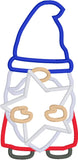 Gnome holding a star 4th of July applique embroidery design by snugglepuppyapplique.com