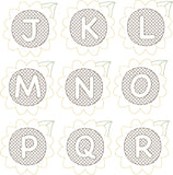 Sunflower Alphabet Bean stitch applique embroidery Design, snugglepuppyapplique.com