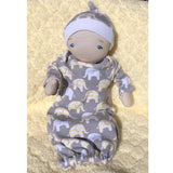 Layette sewing pattern for 12 inch doll, snugglepuppyapplique.com