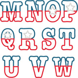 Split Alphabet 4th of July Applique Embroidery Design by snugglepuppyapplique.com