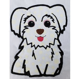 Maltese applique embroidery design, stylized tongue is out