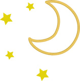 Moon and Stars applique embroidery design, free applique design, snugglepuppyapplique.com