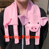 Piglet scarf sewing pattern, Pig scarf sewing pattern, snugglepuppyapplique.com