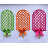popsicle trio summer appliqué embroidery design, snugglepuppyapplique.com