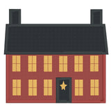 Primitive style house applique embroidery design, snugglepuppyapplique.com