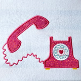Retro Telephone applique embroidery design, snugglepuppyapplique.com