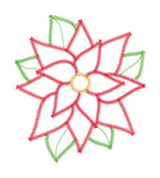 An applique of a Christmas poinsettia with a zig zag stitch by snugglepuppyapplique.com