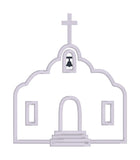 An applique of an adobe mission by snugglepuppyapplique.com