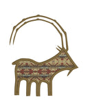 An applique of a goat in the Southwestern style, native American by snugglepuppyappliqe.com