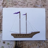Sailing ship applique embroidery design, snugglepuppyapplique.com