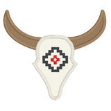 steer skull applique embroidery design, snugglepuppyapplique.com