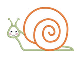 An applique of a garden snail smiling by snugglepuppyapplique.com