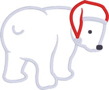 Bear wearing Santa hat applique embroidery design, snugglepuppyapplique.com