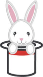Rabbit in a hat applique embroidery design, magic applique, snugglepuppyapplique.com