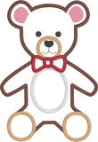 Teddy Bear with bow tie applique embroidery design, snugglepuppyqapplique.com