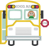 School bus applique embroidery design, snugglepuppyapplique.com