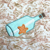 Message in a bottle applique embroidery design, snugglepuppyapplique.com