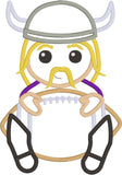Viking Mascot with a Football Applique Embroidery Design, snugglepuppyapplique.com
