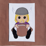 Viking Mascot with a Football Applique Embroidery Design, snugglepuppyapplique.com