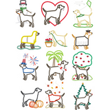 12 months of Labradors Applique Embroidery Design bundle by snugglepuppyappliqe.com