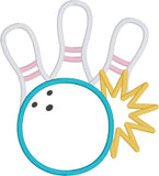 Bowling Applique embroidery Design, snugglepuppyapplique.com