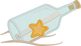 Message in a bottle applique embroidery design, snugglepuppyapplique.com
