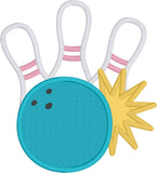 Bowling Applique embroidery Design, snugglepuppyapplique.com
