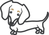 Cartoon Black and Tan Dachshund applique Embroidery Design, snugglepupppyapplique.com