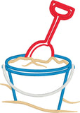 Beach Bucket and shovel applique embroidery design, snugglepuppyapplique.com