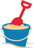 Beach Bucket and shovel applique embroidery design, snugglepuppyapplique.com