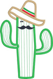 Cactus wearing a sombrero Cinco de Mayo applique embroidery design, snugglepuppyapplique.com