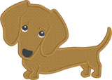 Cartoon style Dachshund applique embroidery design, snugglepuppyapplique.com