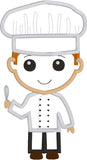 Chef Cook  holding a wisk Applique Embroidery design by snugglepuppyapplique.com