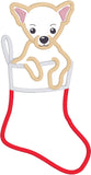 Chihuahua in Christmas Stocking applique Embroidery Design, snugglepuppyapplique.com