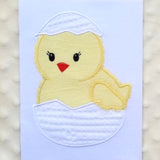 Chick appliqué embroidery design, chick hatching, snugglepuppyapplique.com