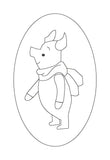 A bean stitch applique of Classic 1927 Piglet from Winnie the Pooh by snugglepuppyapplique.com