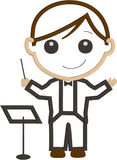 Music Conductor boy applique embroidery deisgn by snugglepuppyapplique.com