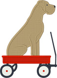 Great Dane in a Wagon appliqué Embroidery Design, snugglepuppyapplique.com
