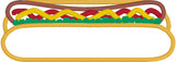 Hot Dog Frankfurter applique embroidery design, snugglepuppyapplique.com