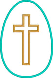 Cross inside an Egg Easter applique embroidery design, snugglepuppyapplique.com
