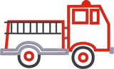 Firetruck applique embroidery design, snugglepuppyapplique.com
