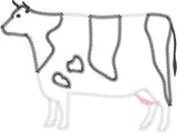 Folk art Cow zigzag applique embroidery design by snugglepuppyapplique.com