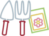 Gardening Tools Trio Spring Applique Embroidery Design by snugglepuppyapplique.com