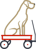 Great Dane in a Wagon appliqué Embroidery Design, snugglepuppyapplique.com