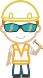Construction worker applique embroidery design, Construction guy, snugglepuppyapplique.com