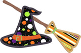 witch's hat and broom halloween applique embroidery deisgn, snugglepuppyapplique.com