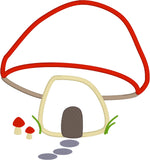 Mushroom House applique embroidery design, garden applique, snugglepuppyapplique.com