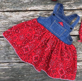 Overall dress sewing pattern for 18 inch doll, snugglepuppyapplique.com
