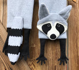 Raccoon scarf sewing pattern, snugglepuppyapplique.com