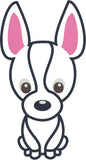 Cartoonish Boston Terrier applique embroidery design, cute, snugglepuppyapplique.com